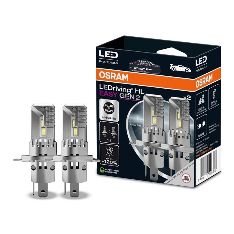 OSRAM LEDdriving HL Easy Gen2 H4/H19 - 12 V, 1.400/1.800 lm (2 stk.)