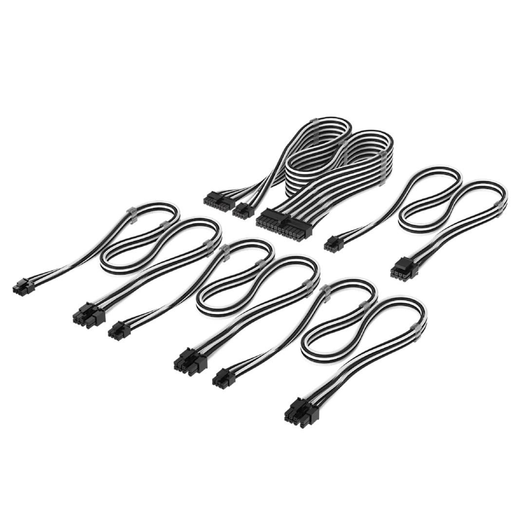 Corsair Type 4 DC-kabelstarterkit - individuelt sleevede kabler, sort/hvid billede
