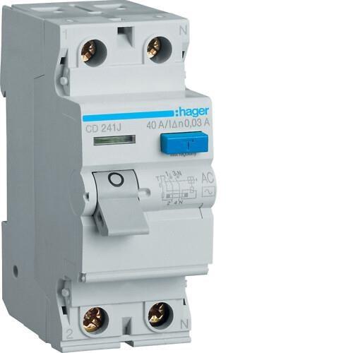 Hager CD241J fejlstrømsafbryder 2-polet - 40 A, 30 mA (AC) billede