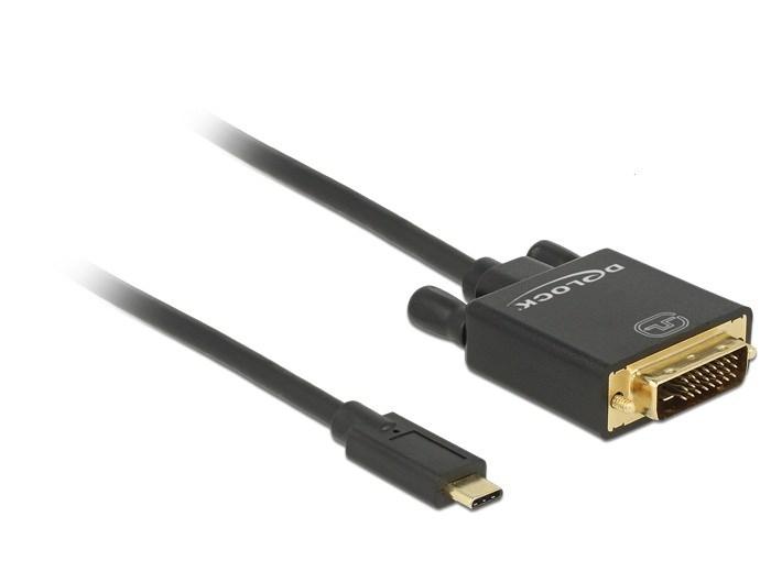 DeLOCK 85321 USB-C til DVI-kabeladapter 2 m – 4K (3840 × 2160), sort billede
