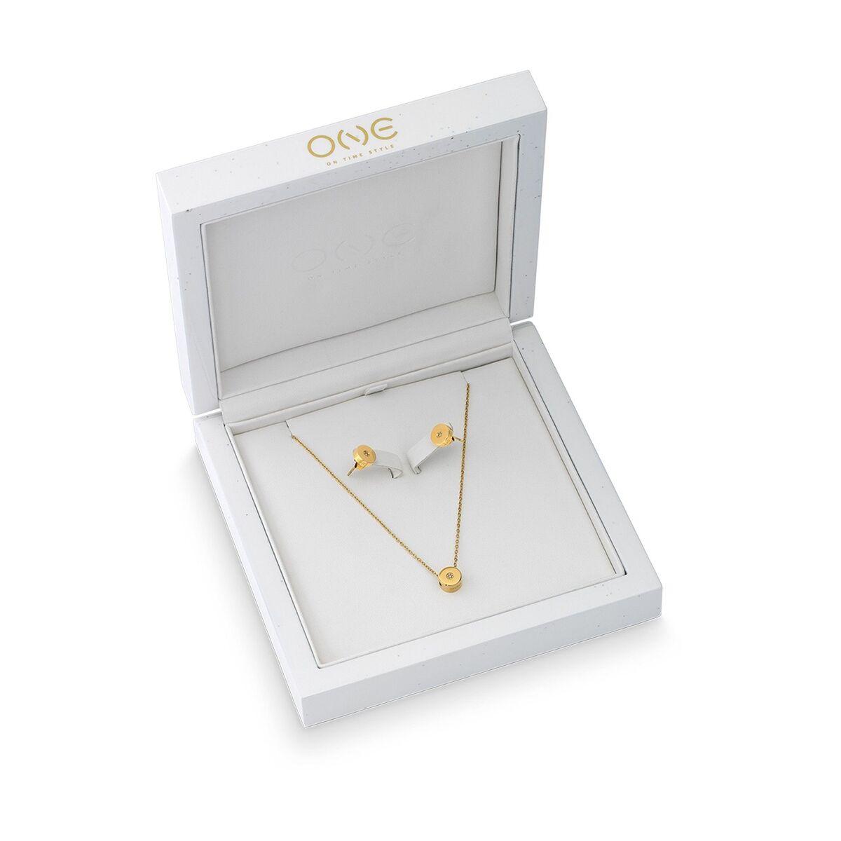 One Jewels OJDEN01 smykkesæt - halskæde og øreringe, gylden billede