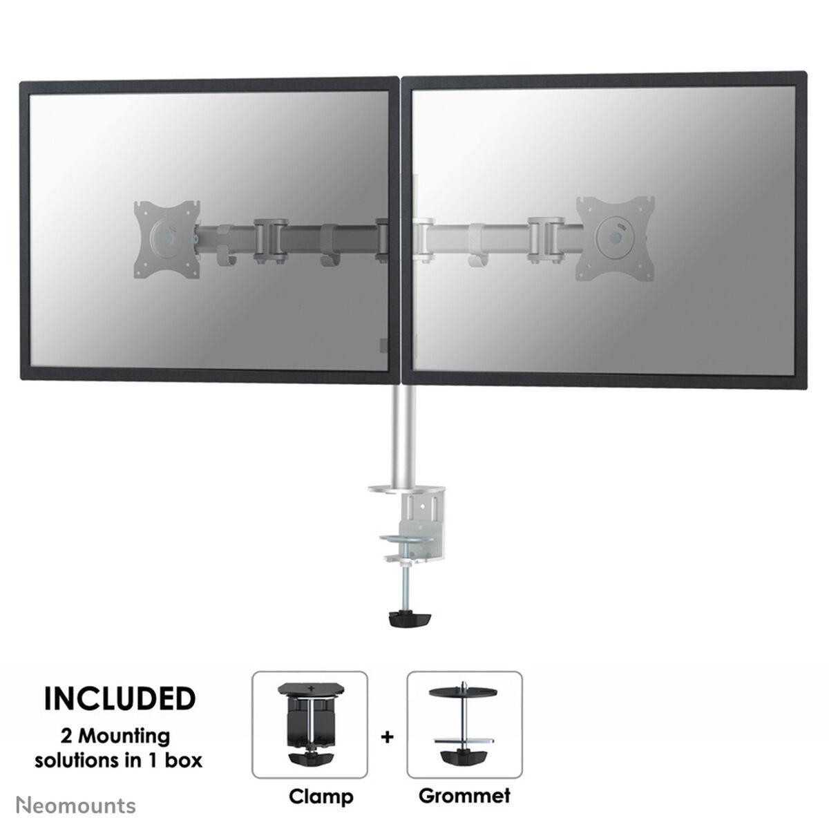 Neomounts NM-D135DSILVER dobbelt skærmholder 10-27" - sølv billede