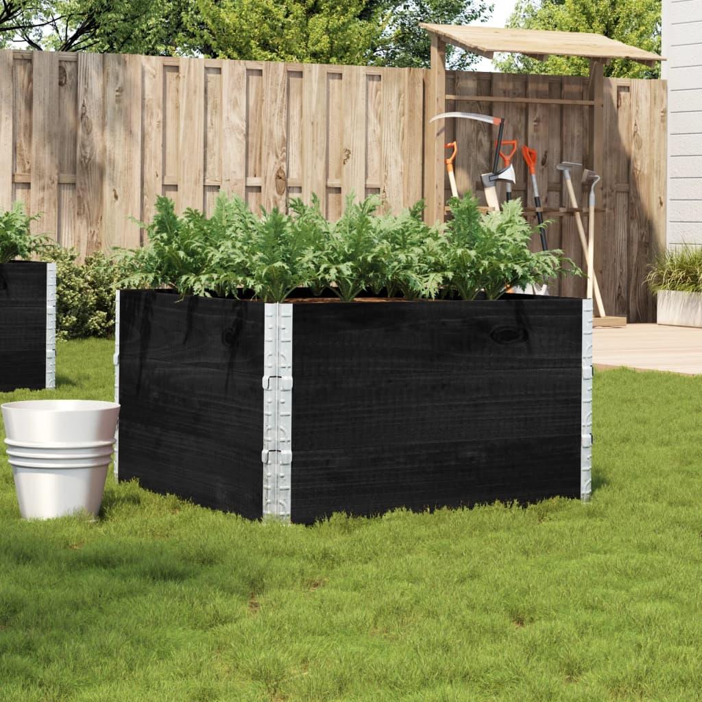Plantekasse 100x100 cm massivt fyrretræ sort billede