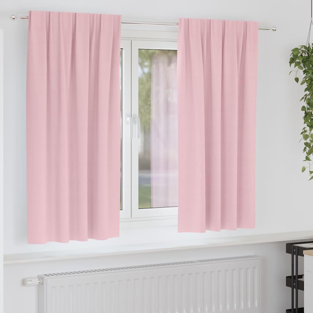 Mørklægningsgardiner med ringe 2 stk Lyserød 175 x 140 cm billede
