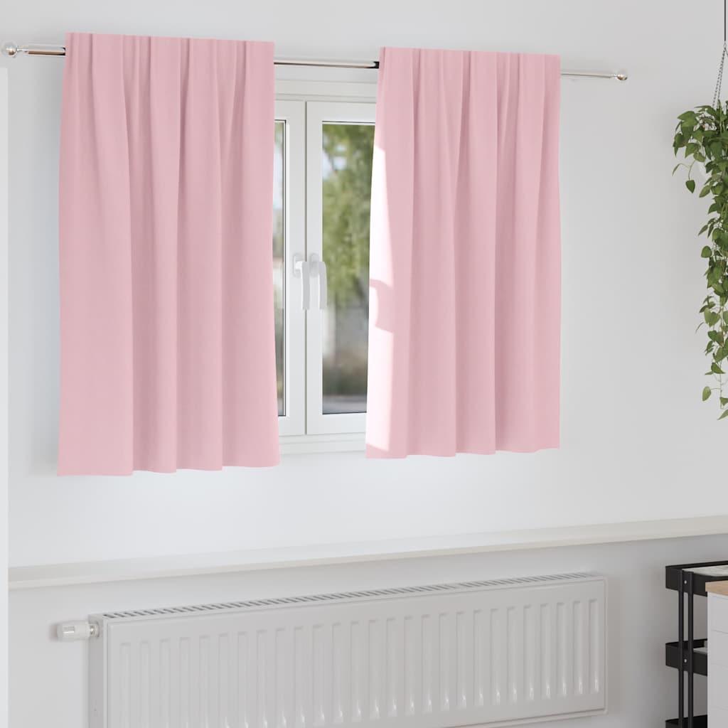 Mørklægningsgardiner med ringe 2 stk Lyserød 140 x 140 cm billede