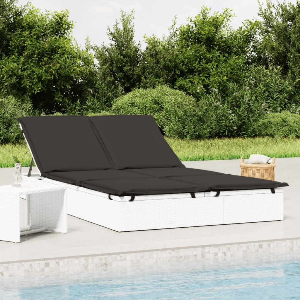 2-personers solseng med hynder polyrattan hvid billede