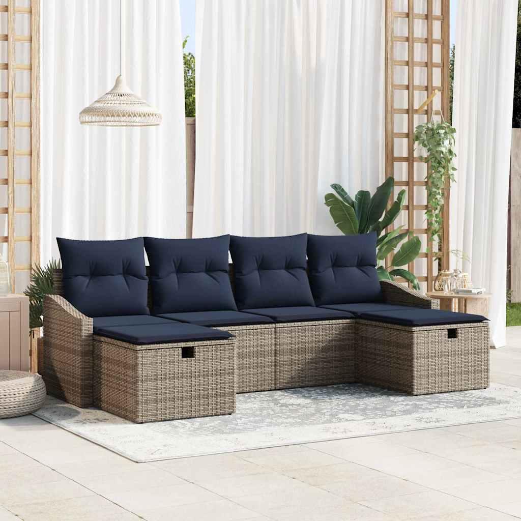 Sofa Sæt med pude 5 stk polyrattan billede