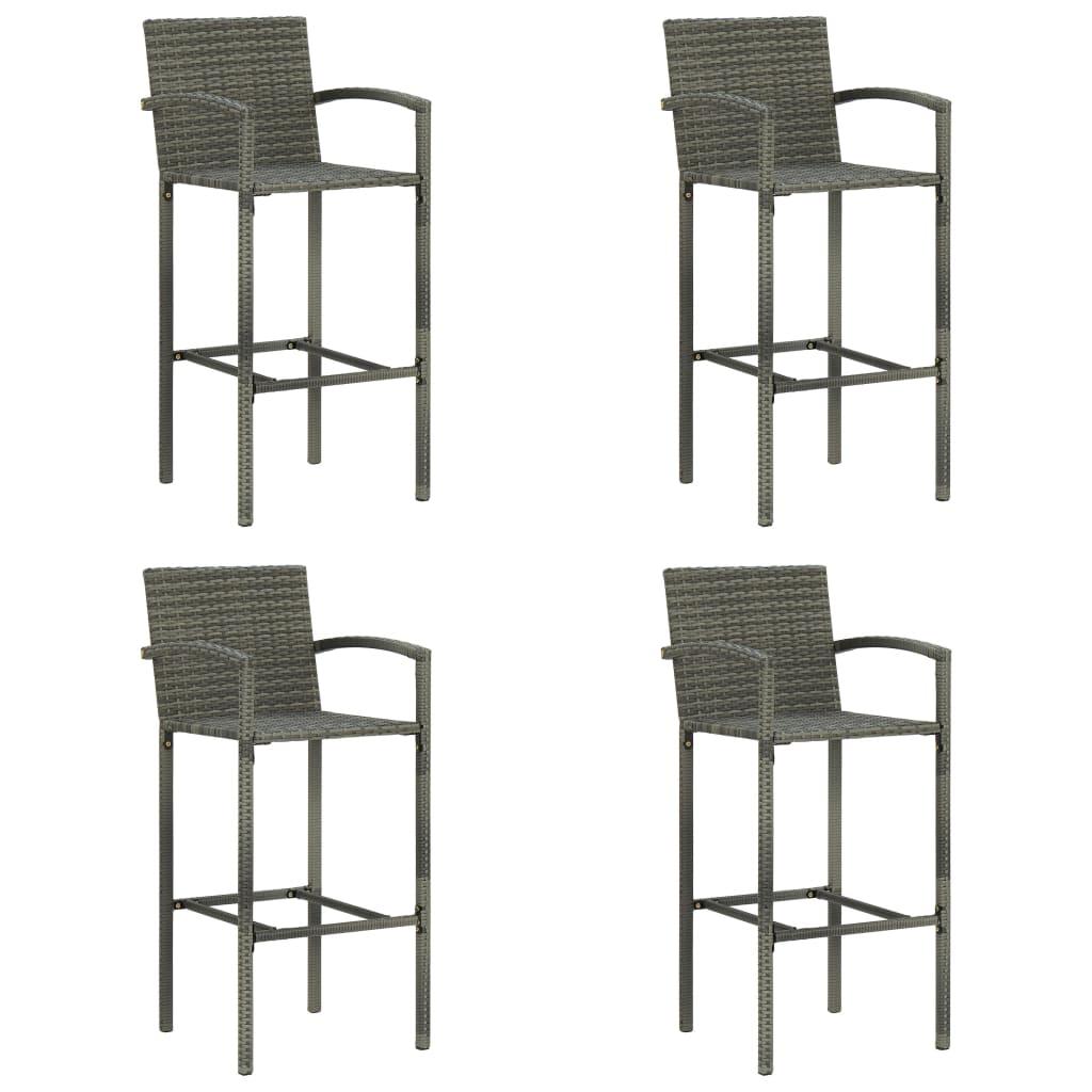 Barstole 4 stk. polyrattan grå billede