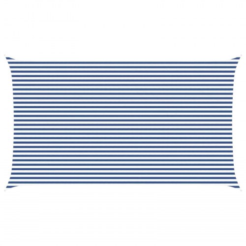 Solsejl 7 x 4 m - blå/hvid stribet, 100% polyester oxford