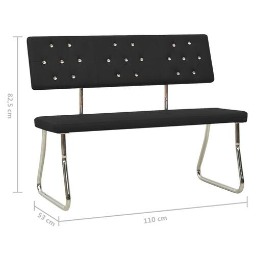 Bænk 110 cm kunstlæder sort