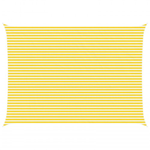 Solsejl rektangulært 7 × 5 m - gul/hvid stribet, 100% polyester oxford