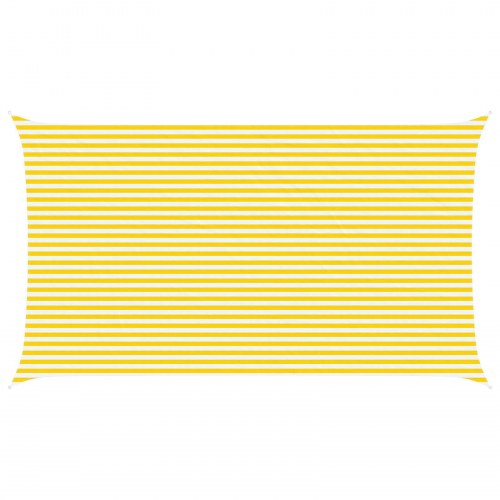 Solsejl 7 x 4 m - gul/hvid stribet, 100% polyester oxford