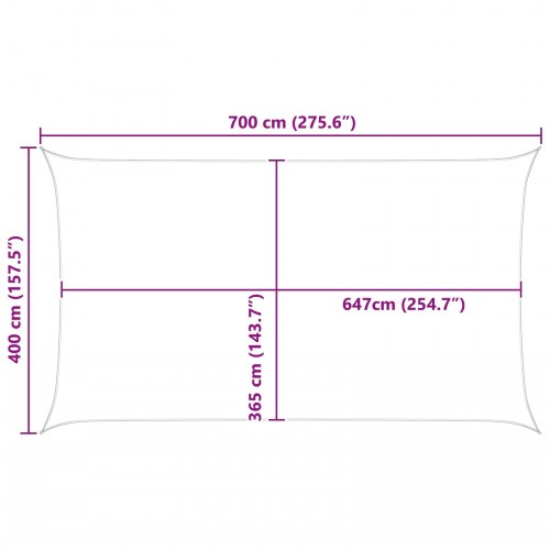 Solsejl 7 x 4 m - gul/hvid stribet, 100% polyester oxford