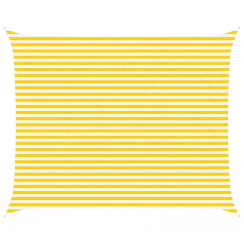 Solsejl 5 × 4 m - gul/hvid stribet, 100% polyester Oxford