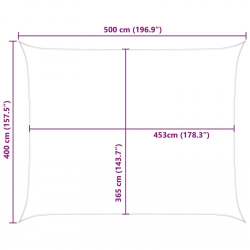 Solsejl 5 × 4 m - gul/hvid stribet, 100% polyester Oxford
