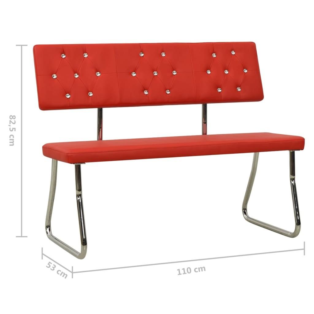 Bænk 110 cm kunstlæder rød