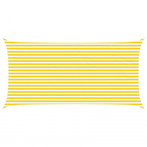 Solsejl 6 x 3 m - gul/hvid stribet, 100% polyester Oxford