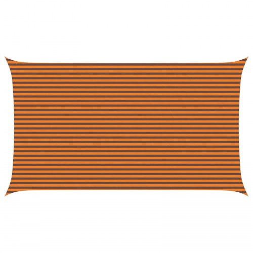 Solsejl 7 x 4 m - orange/brun stribet, polyester oxford