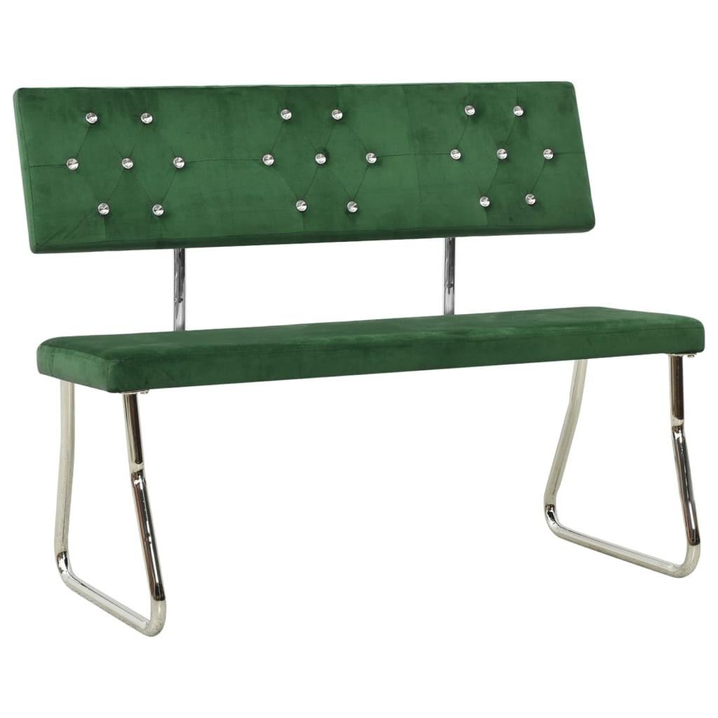Bænk 110 cm fløjl mørkegrøn