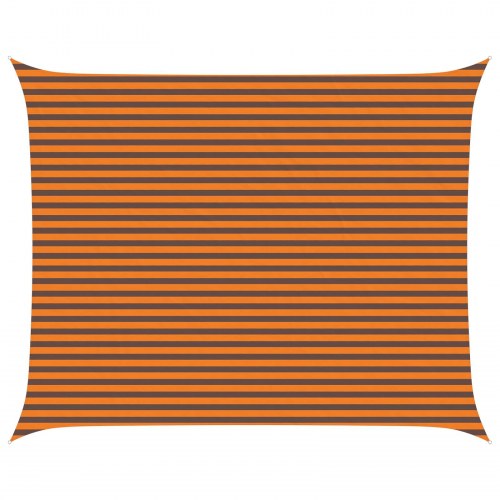 Solsejl 5 × 4 m - orange/brun stribet, 100% polyester oxford