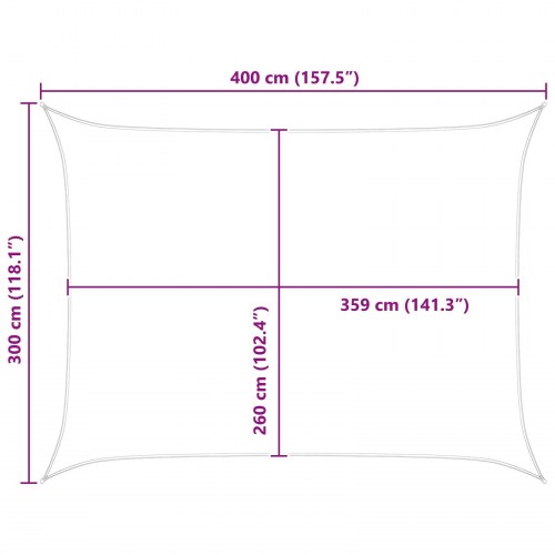 Solsejl 4 × 3 m - orange/brun stribet, polyester oxford