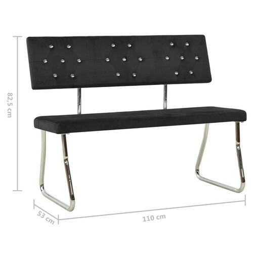 Bænk 110 cm fløjl sort
