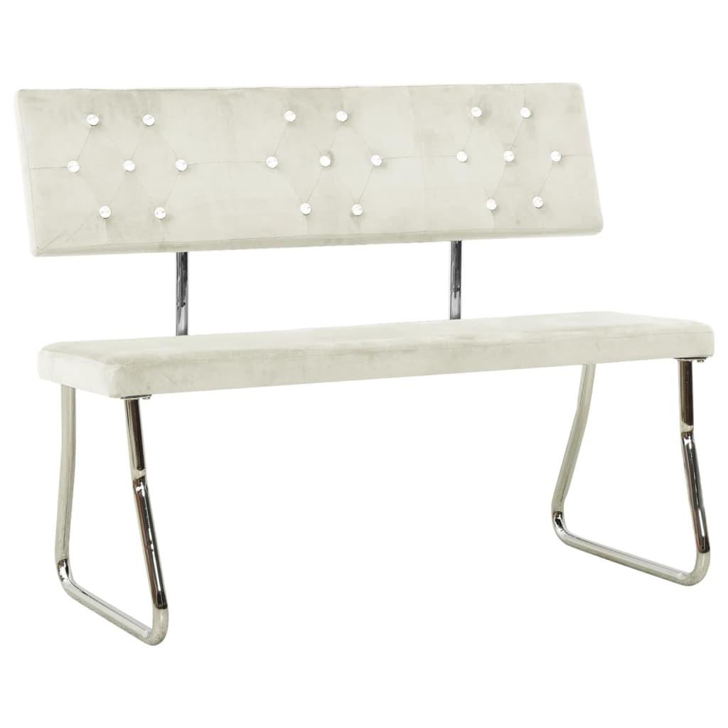 Bænk 110 cm fløjl cremehvid