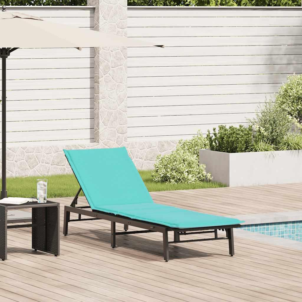 Liggestol med hynde polyrattan sort billede
