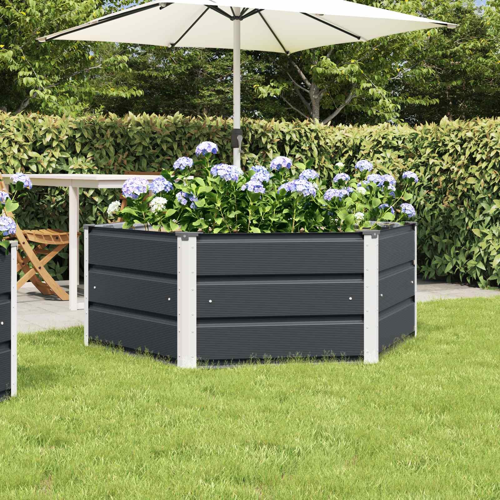 Plantekasse Antracit 129 x 129 x 45 cm Stål billede
