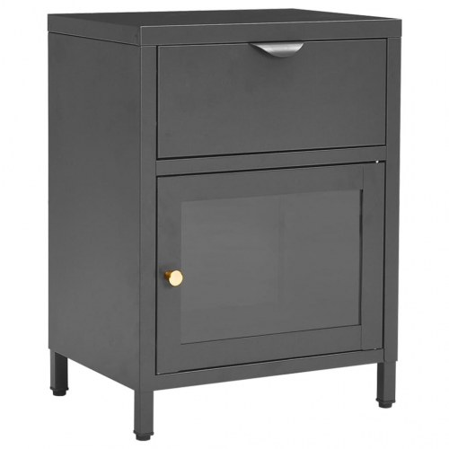 Natborde 2 stk. - 40×30×54,5 cm i stål og glas, antracitgrå