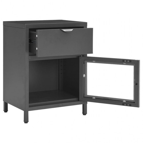Natborde 2 stk. - 40×30×54,5 cm i stål og glas, antracitgrå