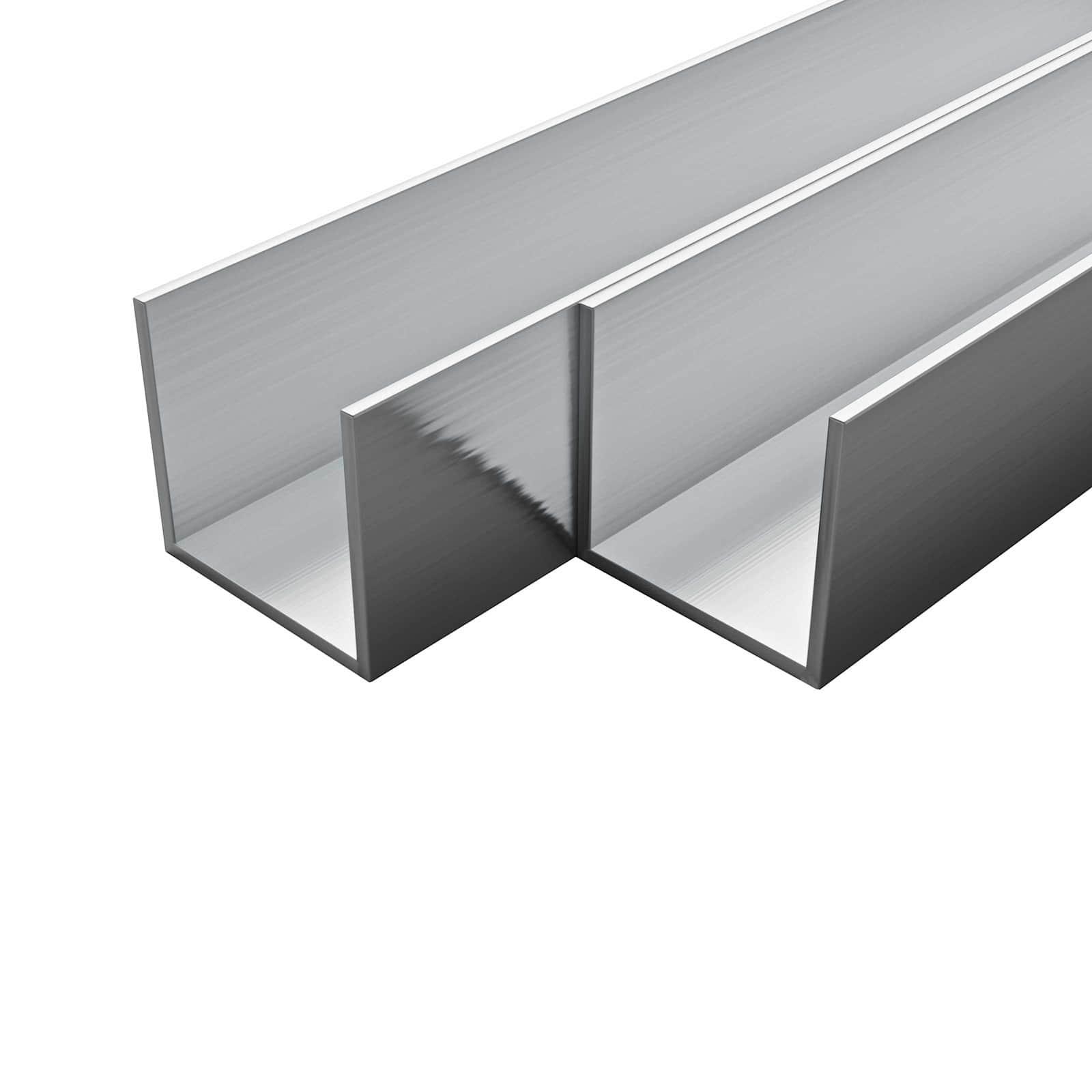 Aluminiums U-profil 10×10 mm - 197 cm, 2 mm godstykkelse billede