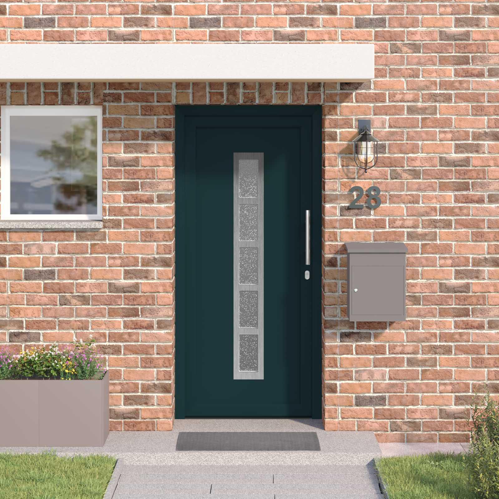 Hoveddør i antracit 108 × 208 cm - PVC med glasfelter billede