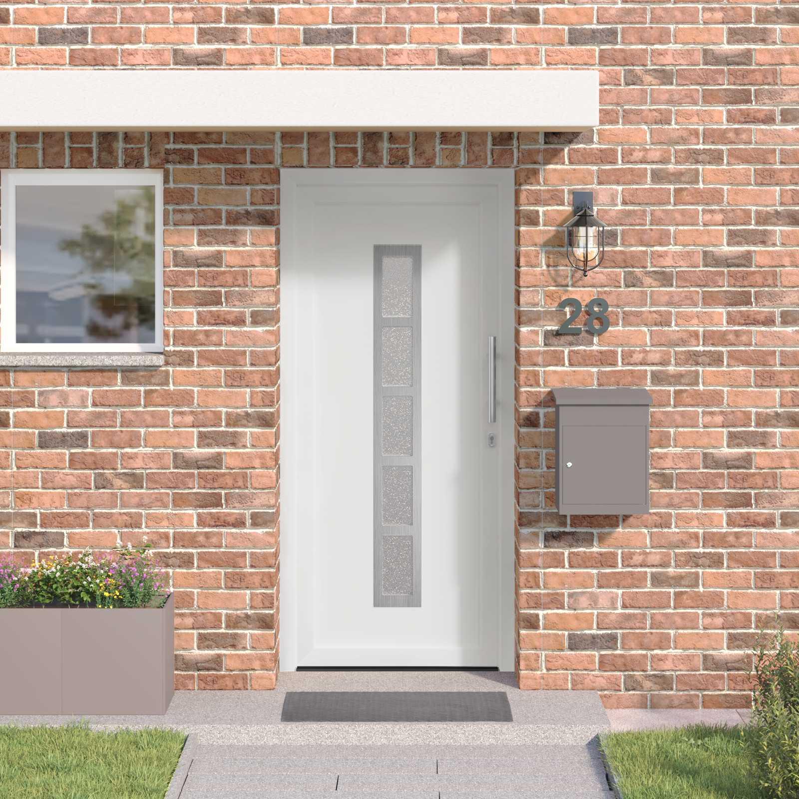 Hoveddør i PVC - hvid, 98 × 200 cm med glasfelter billede