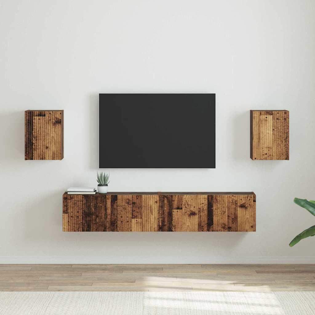 TV vægskab 2 stk Gammelt træ 30 x 31 x 40 cm Konstrueret træ billede
