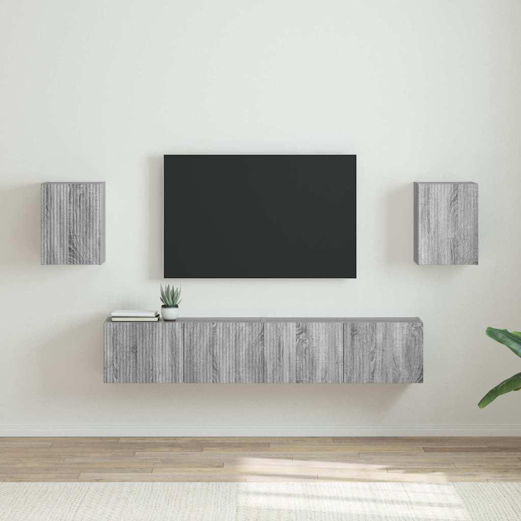 TV vægskab 2 stk Grå Sonoma 30 x 31 x 40 cm Konstrueret træ billede