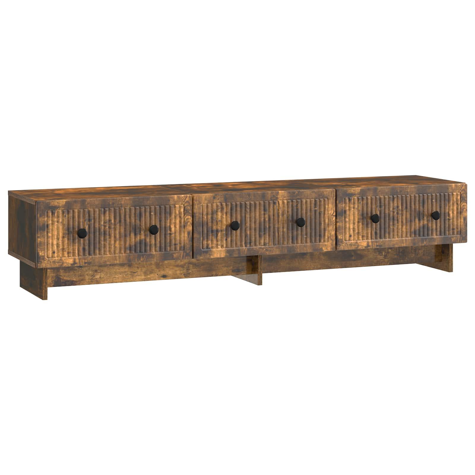 TV-skab med skuffe Røget eg 147 x 34,5 x 30 cm Konstrueret træ billede