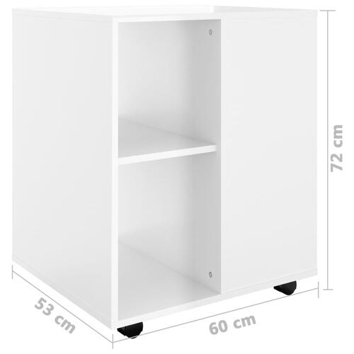 Rulleskab 60x53x72 cm konstrueret træ hvid højglans