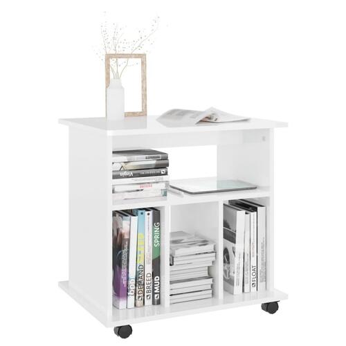 Rulleskab 60x45x60 cm konstrueret træ hvid højglans