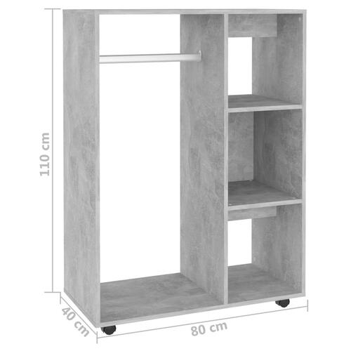 Garderobe 80x40x110 cm spånplade betongrå