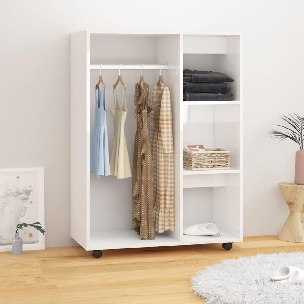 Klædeskab 80x40x110 cm konstrueret træ hvid højglans