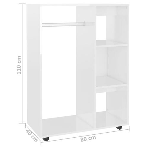 Klædeskab 80x40x110 cm konstrueret træ hvid højglans