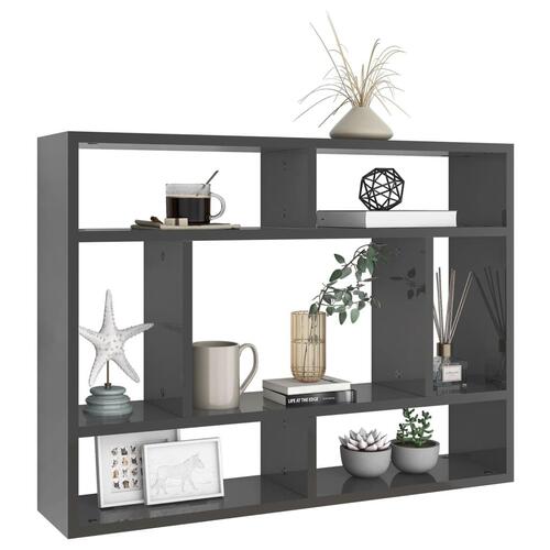 Væghylde 75x16x55 cm konstrueret træ grå højglans