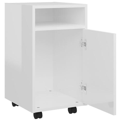 Sideskab med hjul 33x38x60 cm spånplade hvid højglans