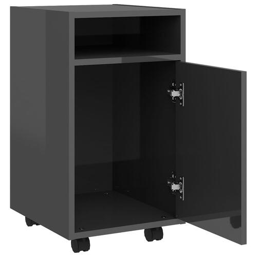 Sideskab med hjul 33x38x60 cm spånplade grå højglans