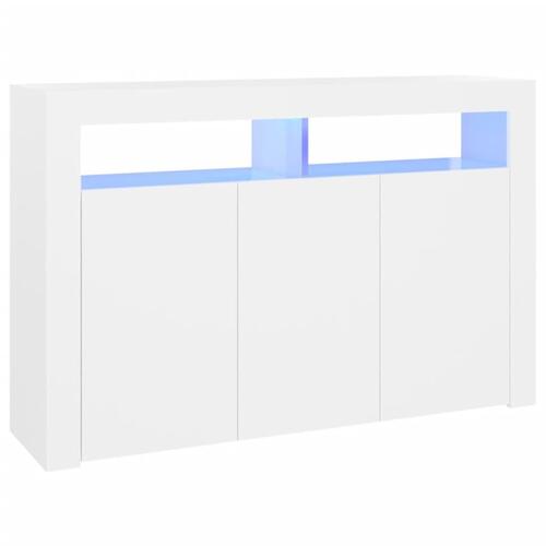 Skænk med LED-lys 115,5x30x75 cm hvid