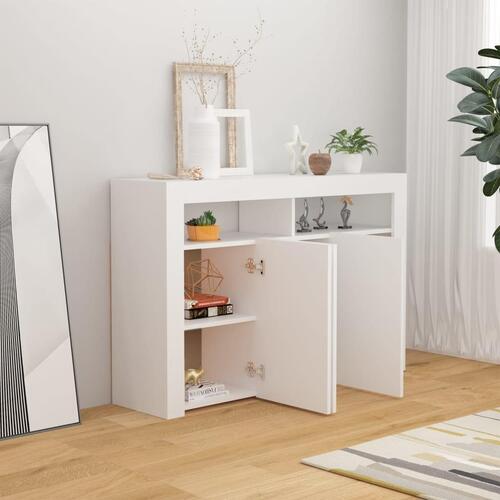 Skænk med LED-lys 115,5x30x75 cm hvid