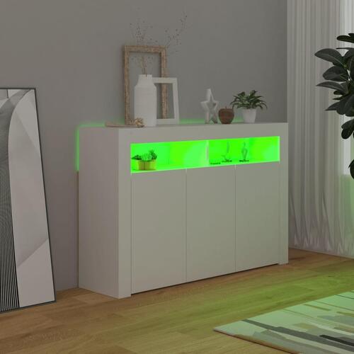 Skænk med LED-lys 115,5x30x75 cm hvid