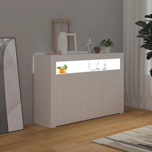 Skænk med LED-lys 115,5x30x75 cm hvid