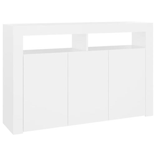 Skænk med LED-lys 115,5x30x75 cm hvid
